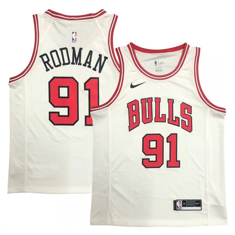 Men's Chicago Bulls Dennis Rodman #91 White Swingman Jersey - Association Edition-Pro Kit Vault | Brand New 26/27 Sports Jerseys